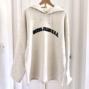 Vintage Y2K Streetwear Men's Pullover Gray Hoodie Navy Blue Spellout Size Large